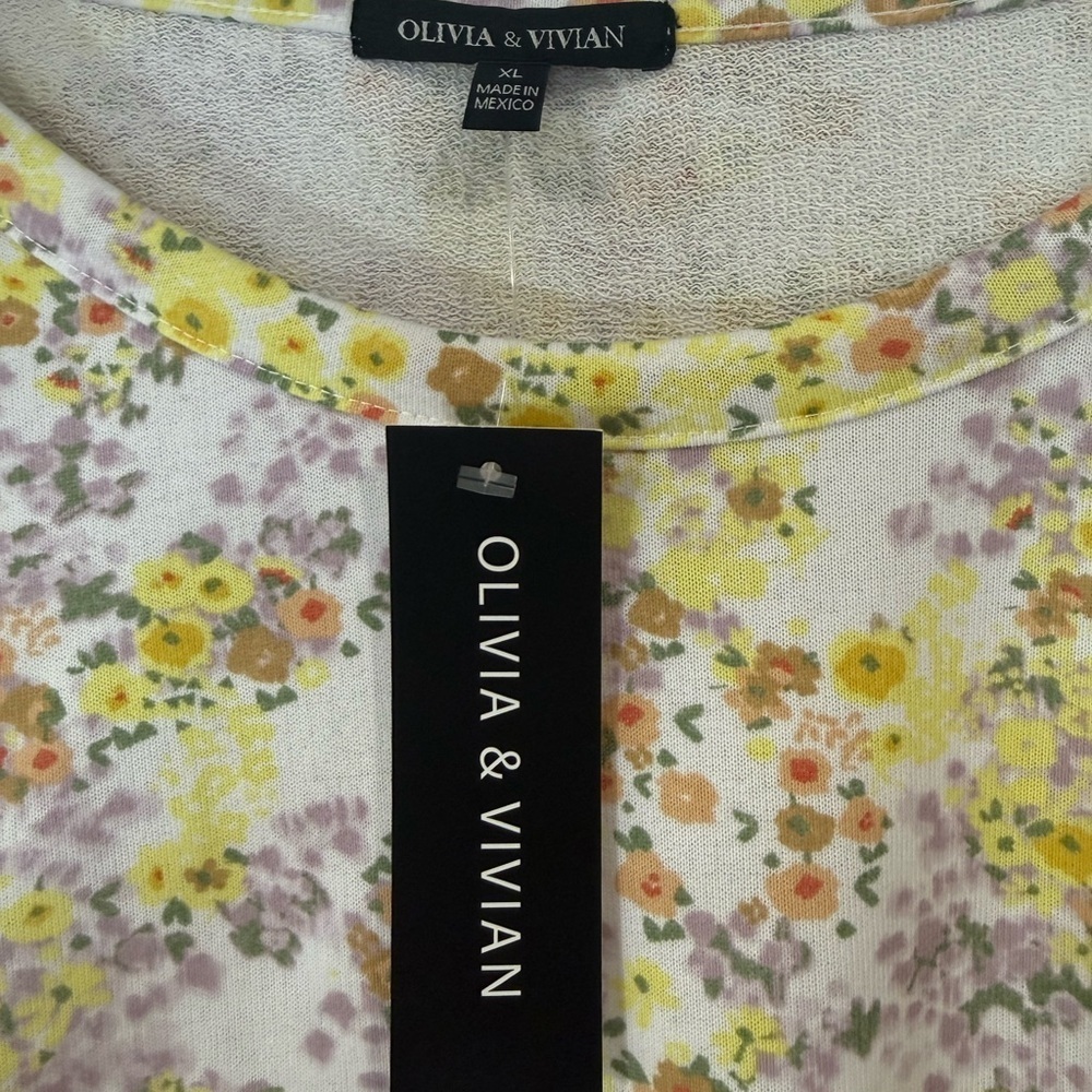 Olivia & Vivian Sweatshirt Boatneck Cropped Boxy Floral Multi Color Size: XL NWT - Picture 5 of 8